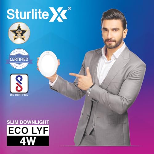 Sturlite Eco LYF 4W Round LED Downlight| 6500K Cool White Color Temperature| 280 Lumens with CRI Tech for Various Ceiling Types and Rooms - (Pack of 2) - Image 2