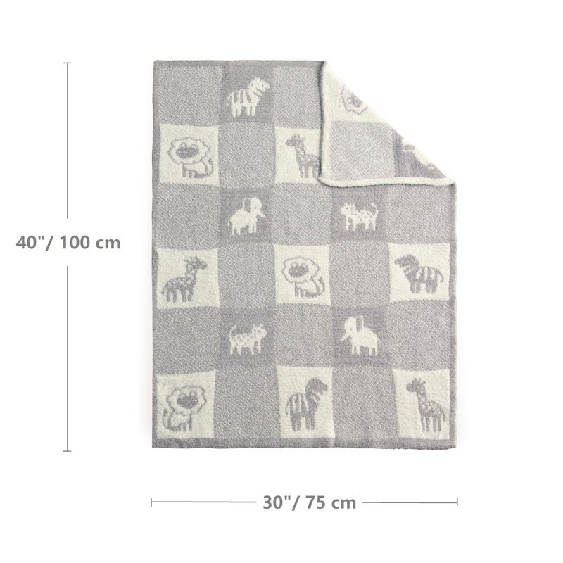 CREVENT 30"X40" Cozy Soft Warm Knitted Baby Blanket for Girls Boys, Newborn Essentials for Infant, Baby Shower Receiving Gift - Animal Grey 75X100cm - Image 5