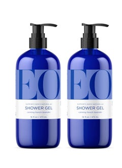 EO EO Shower Gel Body Wash, 16 Ounce (Pack of 2), Lavender, Organic Plant-Based Skin Conditioning Cleanser with Pure Essentials Oils  - Image 1