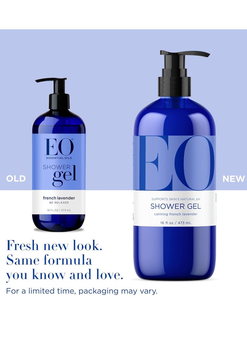 EO EO Shower Gel Body Wash, 16 Ounce (Pack of 2), Lavender, Organic Plant-Based Skin Conditioning Cleanser with Pure Essentials Oils  - Image 2