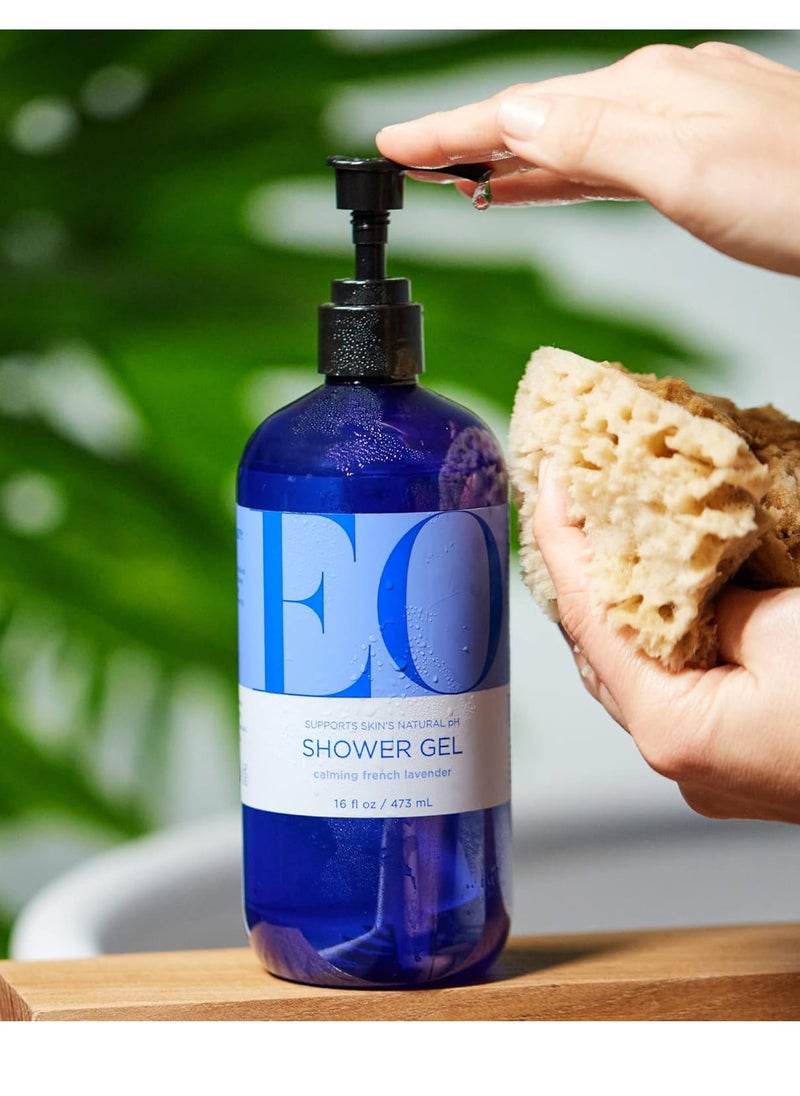 EO EO Shower Gel Body Wash, 16 Ounce (Pack of 2), Lavender, Organic Plant-Based Skin Conditioning Cleanser with Pure Essentials Oils  - Image 3