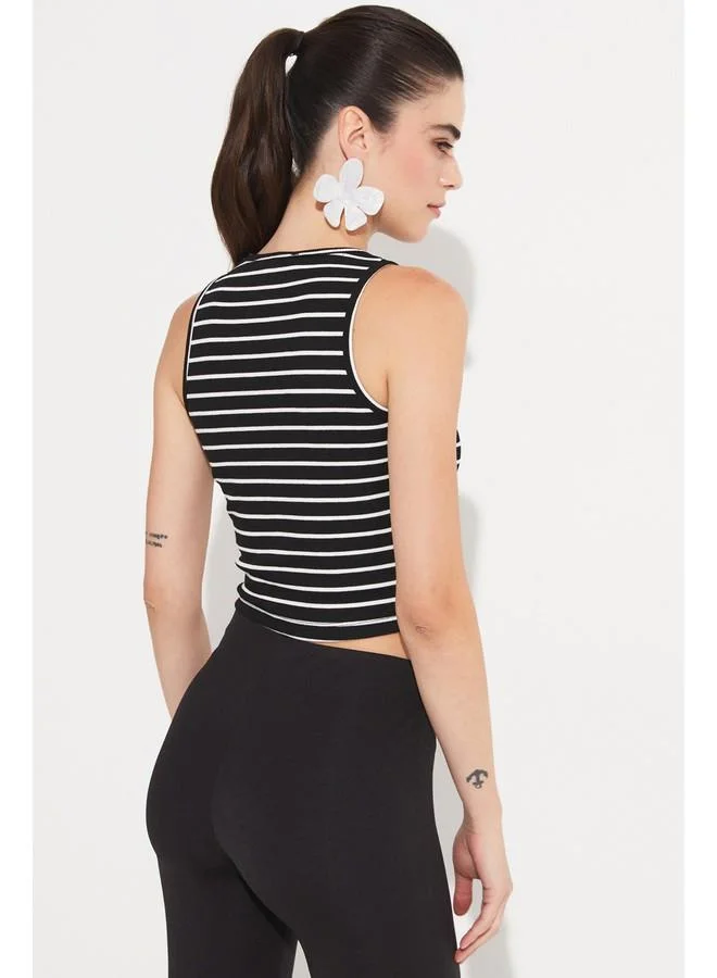 جون June Crop Knitted Bodysuit Black