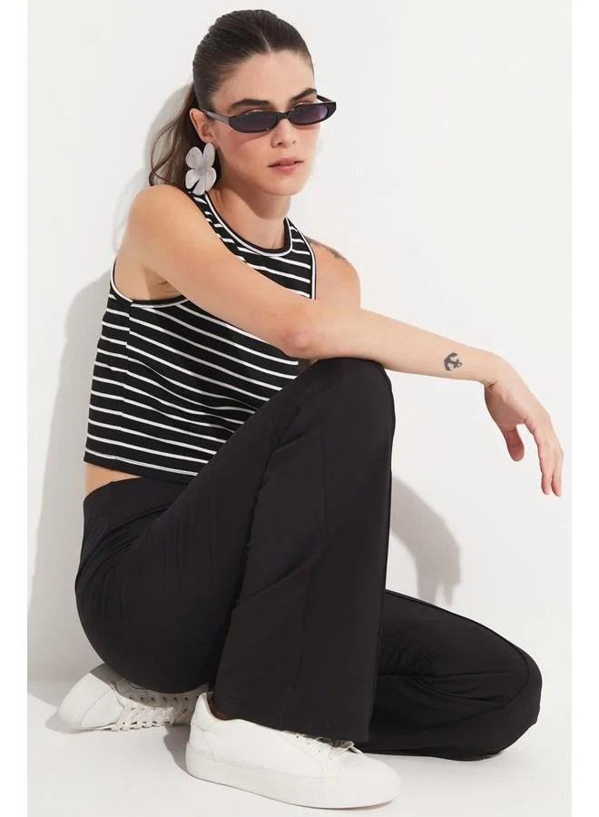 جون June Crop Knitted Bodysuit Black
