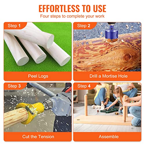 VEVOR Tenon Cutter, 1"/25.4mm & 1.5"/38mm & 2"/50.8mm, with Dual Straight Blades & Button Screws Home Master Kit, Premium Aluminum & Steel Log Furniture Cutter, Commercial Starter’s Tool for Home DIY - Image 5