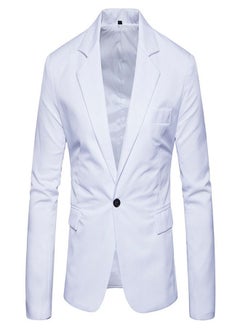 Men's Korean Slim Solid Suit White