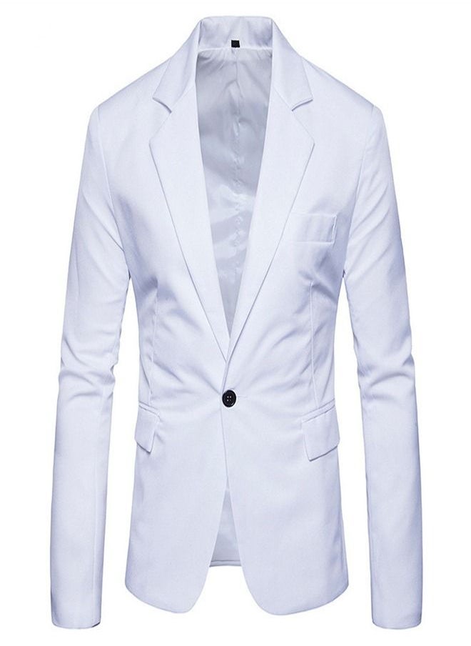 Loquat - Men's Korean Slim Solid Suit White - Image 1