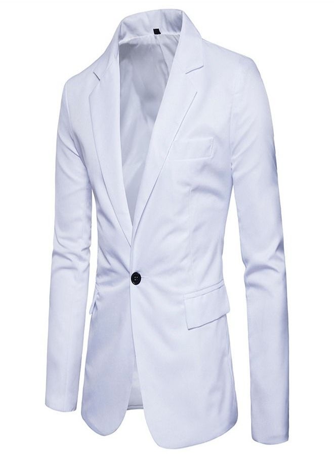 Loquat - Men's Korean Slim Solid Suit White - Image 1