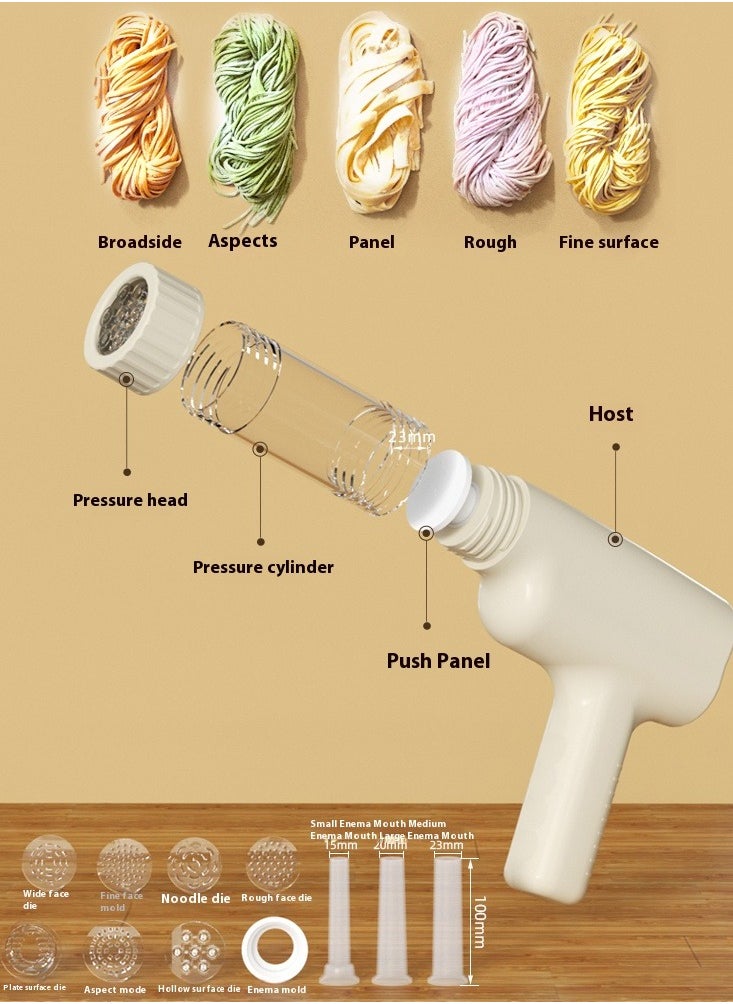 Verci Small Electric Automatic Noodle Press Machine for Household Use Convenient and Fast Wireless Handheld Charging Model 8 Mode Noodles Pasta Machine for Pasta Lovers White 1300mah  - Image 2