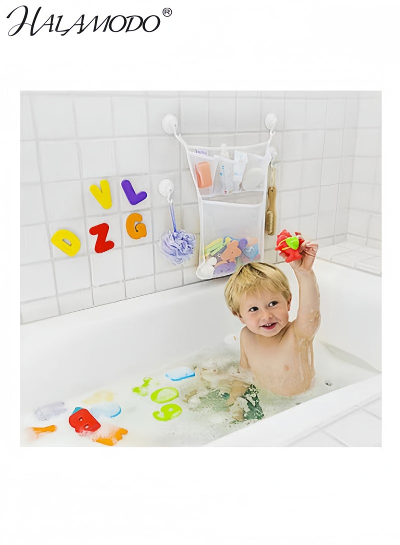 Tub Cubby Bath Toy Storage Organizer Mesh Shower Caddy With Suction Cup & Adhesive Hooks, Toy Storage Net Organizer for Kids Bathroom Decor, Bedroom & More（46*33*6cm） - Image 4