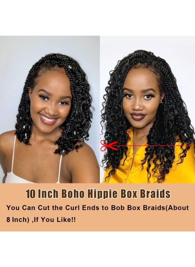 Diha Goddess Box Braids Crochet Hair With Curly Ends 10 Inch Bohomian Box Braids Crochet Braids 8 Packs 3X Crochet Braids Synthetic Braiding Hair Extension for Black Women 10 Inch Pack of 8 T27 - Image 4