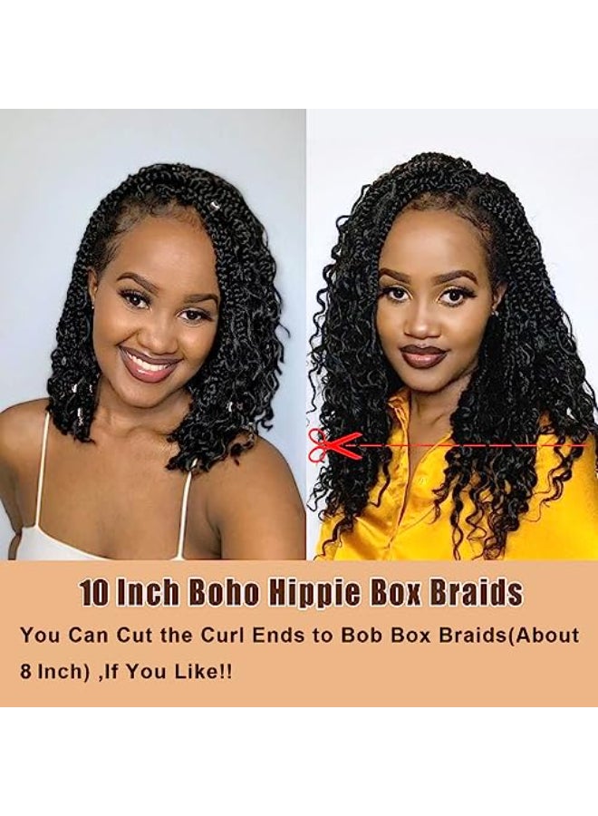 Diha Goddess Box Braids Crochet Hair With Curly Ends 10 Inch Bohomian Box Braids Crochet Braids 8 Packs 3X Crochet Braids Synthetic Braiding Hair Extension for Black Women 10 Inch Pack of 8 T27 - Image 3