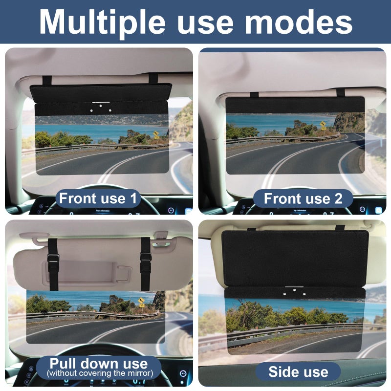 NAZZO Sun Visor Extender for Cars, Adjustable PC Sunshade Lens, Car Sun Visor Extension Blocker, Glare, UV, Stray Light, Snow Blindness Protector, Safe Driving, Universal for Car SUV, Black - Image 3