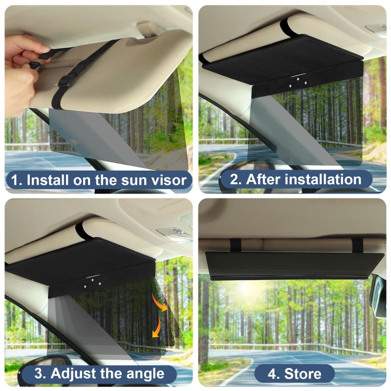 NAZZO Sun Visor Extender for Cars, Adjustable PC Sunshade Lens, Car Sun Visor Extension Blocker, Glare, UV, Stray Light, Snow Blindness Protector, Safe Driving, Universal for Car SUV, Black - Image 4