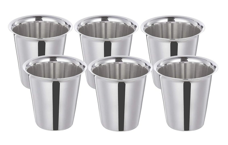 KC Stainless Steel Indian Traditional TeaCoffee Glasses Steel Glass for Kids Steel GlassTea GlassCoffee Glass Stainless Steel TeaCoffee Cup Set of 6 - Image 1