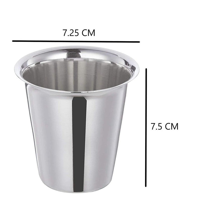 KC Stainless Steel Indian Traditional TeaCoffee Glasses Steel Glass for Kids Steel GlassTea GlassCoffee Glass Stainless Steel TeaCoffee Cup Set of 6 - Image 3