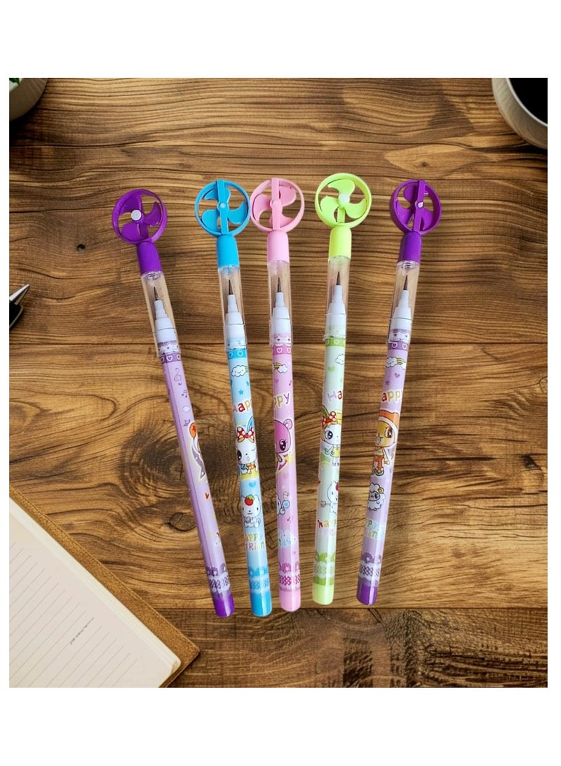 Generic 4-piece multi-pointed pencil with fan toy cap - Image 2