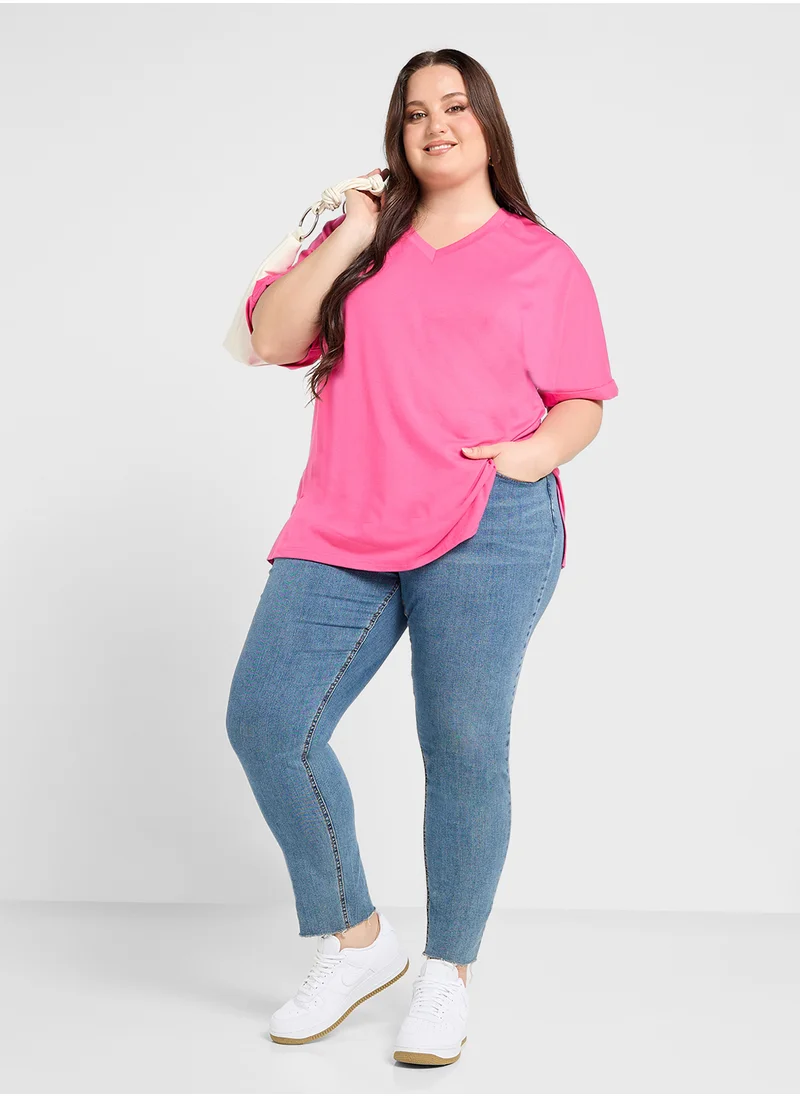 Ginger Plus V Neck Relaxed T-Shirt
