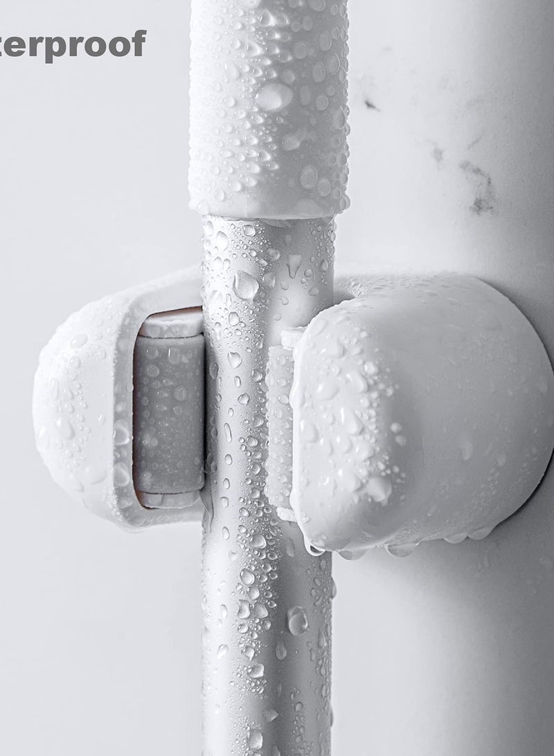 SYOSI حامل مكنسة وممسحة مثبت على الحائط مجموعة 3 قطع، حامل مكنسة مثبت على الحائط ذاتي اللصق، منظم منتج تنظيف قوي ذاتي اللصق، ممسك للحائط للحمام، الحديقة، الكراج - Image 4