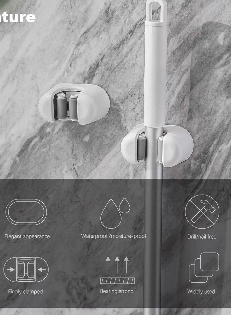 SYOSI حامل مكنسة وممسحة مثبت على الحائط مجموعة 3 قطع، حامل مكنسة مثبت على الحائط ذاتي اللصق، منظم منتج تنظيف قوي ذاتي اللصق، ممسك للحائط للحمام، الحديقة، الكراج - Image 3