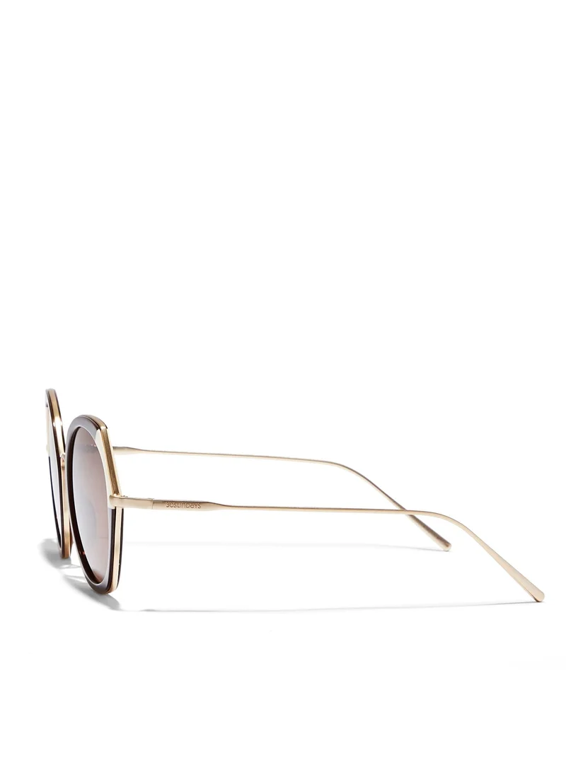 30Sundays MARAIS - La French Collection Women Brown Sunglasses - Frame Material: Metal + Acetate - Lens Color: Brown- Frame Color: Brown - Full Rim