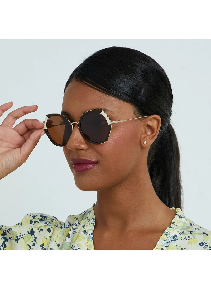 30Sundays MARAIS - La French Collection Women Brown Sunglasses - Frame Material: Metal + Acetate - Lens Color: Brown- Frame Color: Brown - Full Rim