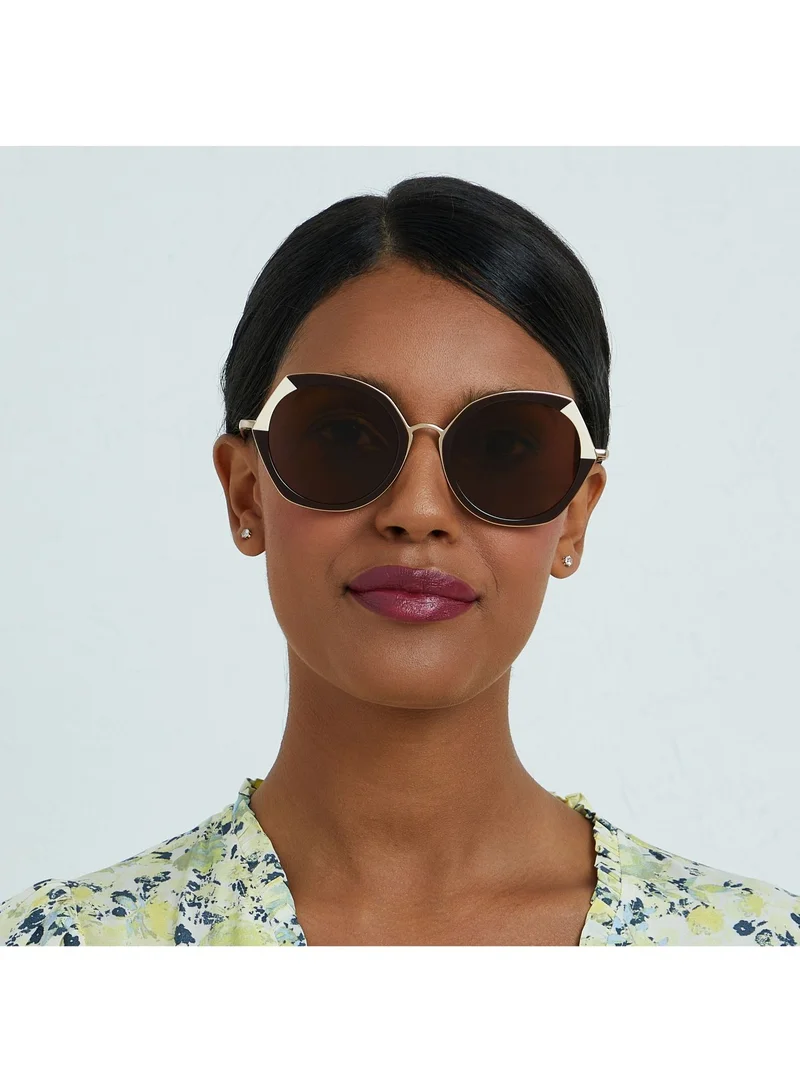 30Sundays MARAIS - La French Collection Women Brown Sunglasses - Frame Material: Metal + Acetate - Lens Color: Brown- Frame Color: Brown - Full Rim