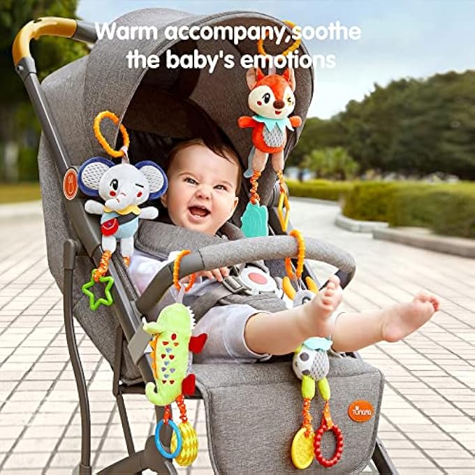 BABY SOFT HANGING RATTLE TOYS GIFT SET SENSORY ANIMALS RATTLE TOY CAR SEAT STROLLER COT PRAM ACTIVITY 0, 3, 6, 9, 12 MONTHS NEWBORN TODDLER BIRTHDAY GIFTS(4 PACK) - Image 4