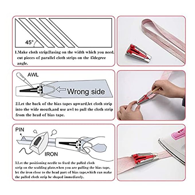 Hilitand 5Pcs Bias Tape Makers Set Fabric Tape Maker Tool Set Diy Sewing Quilting Bias Binding Maker 6Mm/9Mm/12Mm/18Mm/25Mm - Image 5