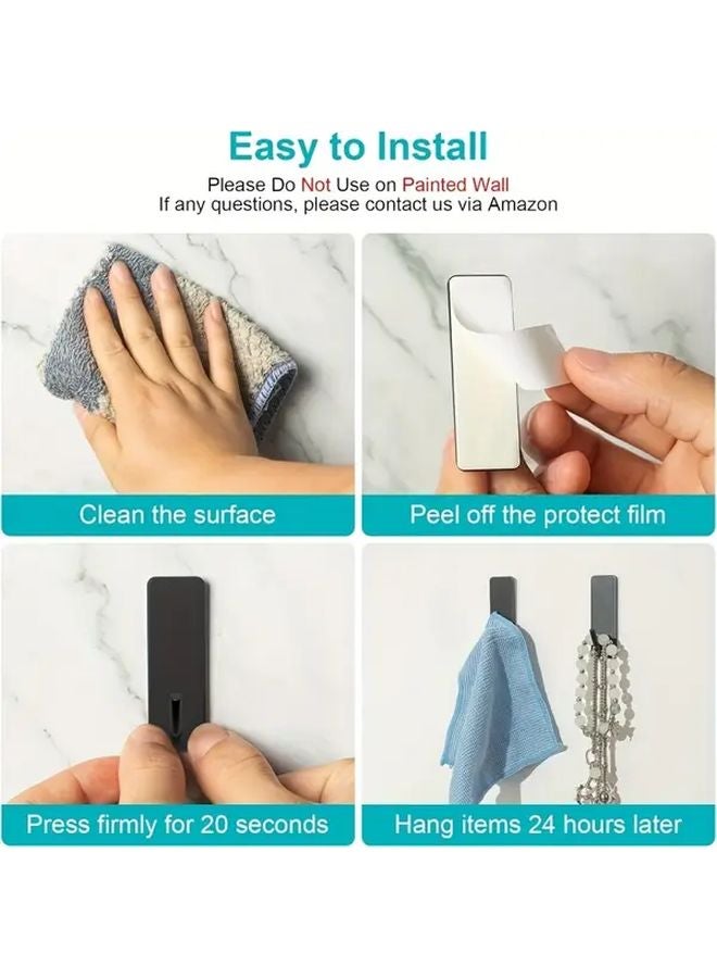 6 قطع من الخطافات اللاصقة الفضية غير القابلة للصدأ، تركيب على الحائط دون الحاجة إلى الحفر - Image 3