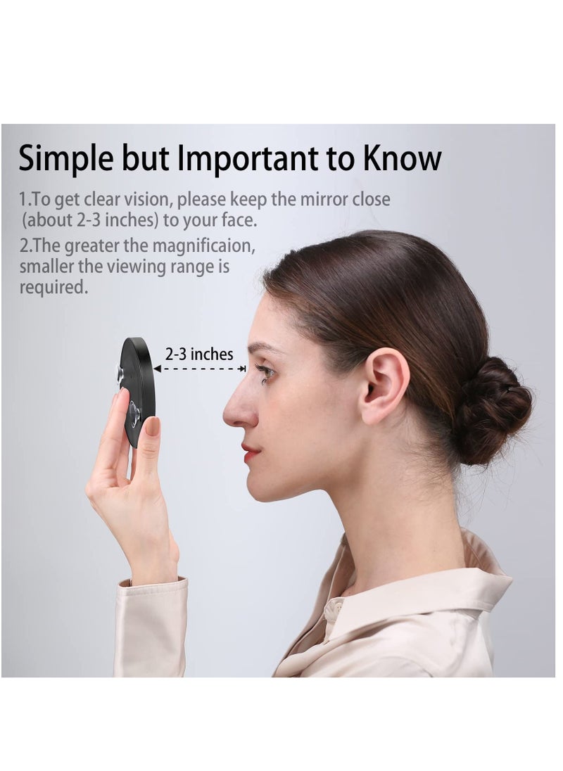 KASTWAVE - Magnifying Mirror, 3.5 Inch 20X Mirror & 10X Magnifier Mirrors with 2 Suction Cups, Small Travel Magnifying Mirror and Tweezers Kit for Eyebrow Tweezing, Blackhead Blemish Removal (Black) - Image 1