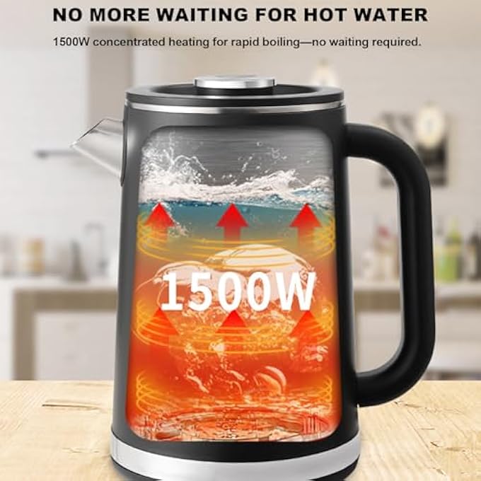 ريحني غلاية رقمية 1500 وات 16 لتر، شاشة تعمل باللمس، تصميم جدار مزدوج، 5 درجات حرارة محددة مسبقًا، شاشة LED، إيقاف تشغيل تلقائي، حماية من الغليان الجاف، تصميم خارجي CoolTouch، درجة حرارة ثابتة ذكية لمدة 16 ساعة - Image 4