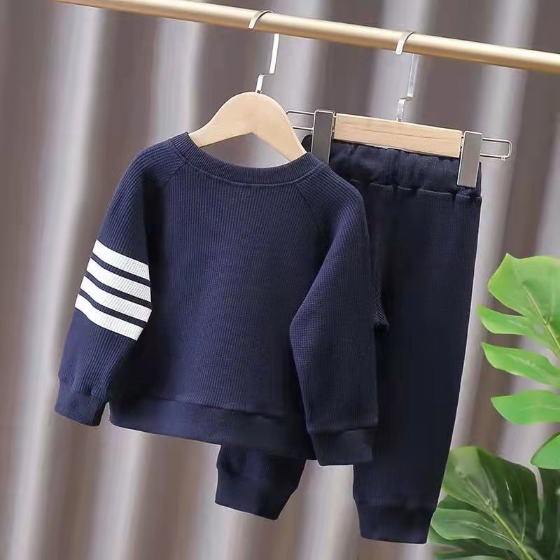 Kids Long Sleeve Sweater and Pants Set 1022#Grey  - Image 5