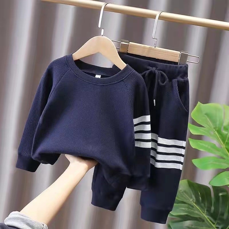 Kids Long Sleeve Sweater and Pants Set 1022#Grey  - Image 3