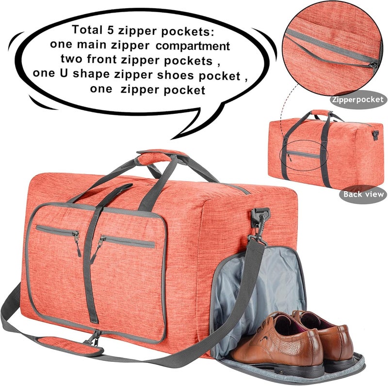 Vomgomfom Travel Duffle Bag for Men, 65L Foldable Travel Duffel Bag with Shoes Compartment Overnight Bag for Men Women Waterproof & Tear Resistant - Image 4
