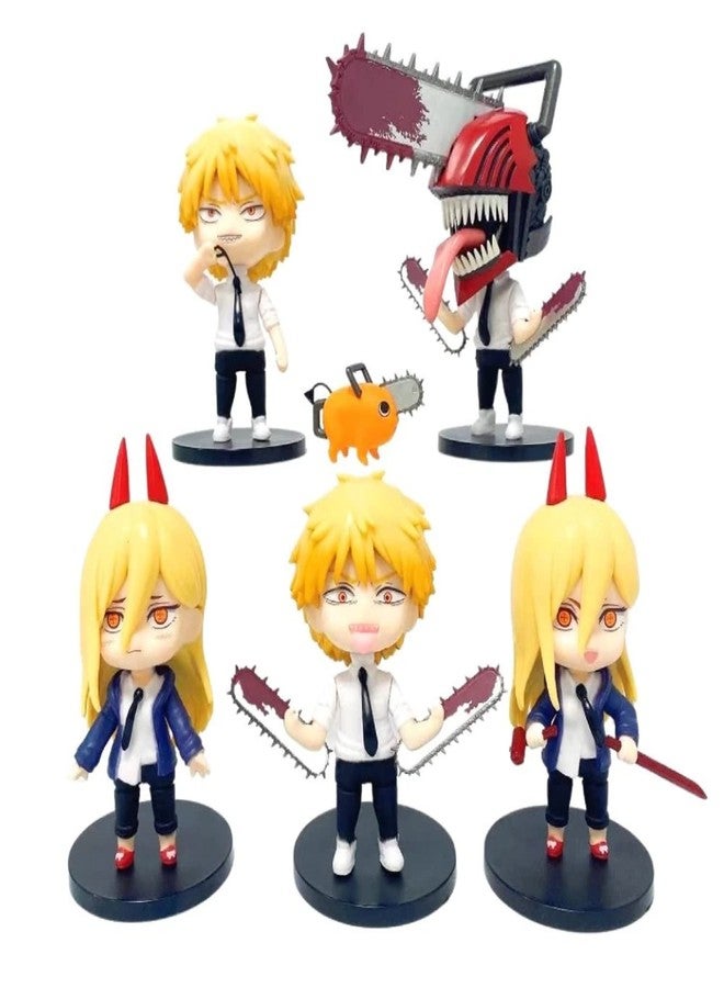 AUGEN Chainsaw Man Set of 6 - B Action Figure Limited Edition for Car Dashboard, Decoration, Cake, Office Desk & Study Table (10cm)(Pack of 6) - Image 1