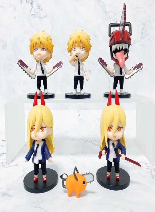 AUGEN Chainsaw Man Set of 6 - B Action Figure Limited Edition for Car Dashboard, Decoration, Cake, Office Desk & Study Table (10cm)(Pack of 6) - Image 2