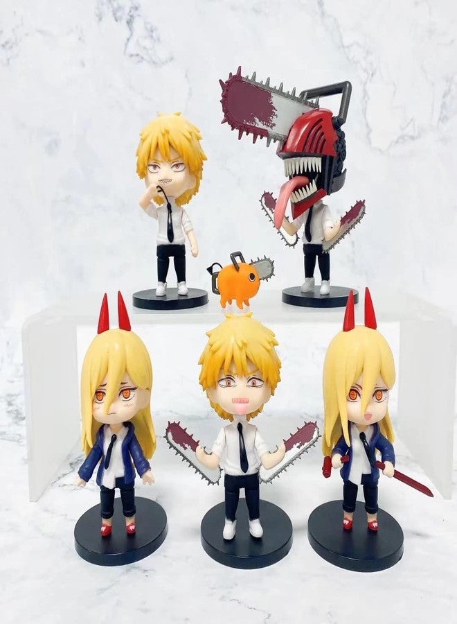 AUGEN Chainsaw Man Set of 6 - B Action Figure Limited Edition for Car Dashboard, Decoration, Cake, Office Desk & Study Table (10cm)(Pack of 6) - Image 3