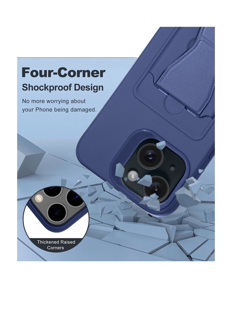 Wtech Silicone TPU With Card Holder Case Cover For Apple iPhone 15 Plus 2023 Navy Blue  - Image 4