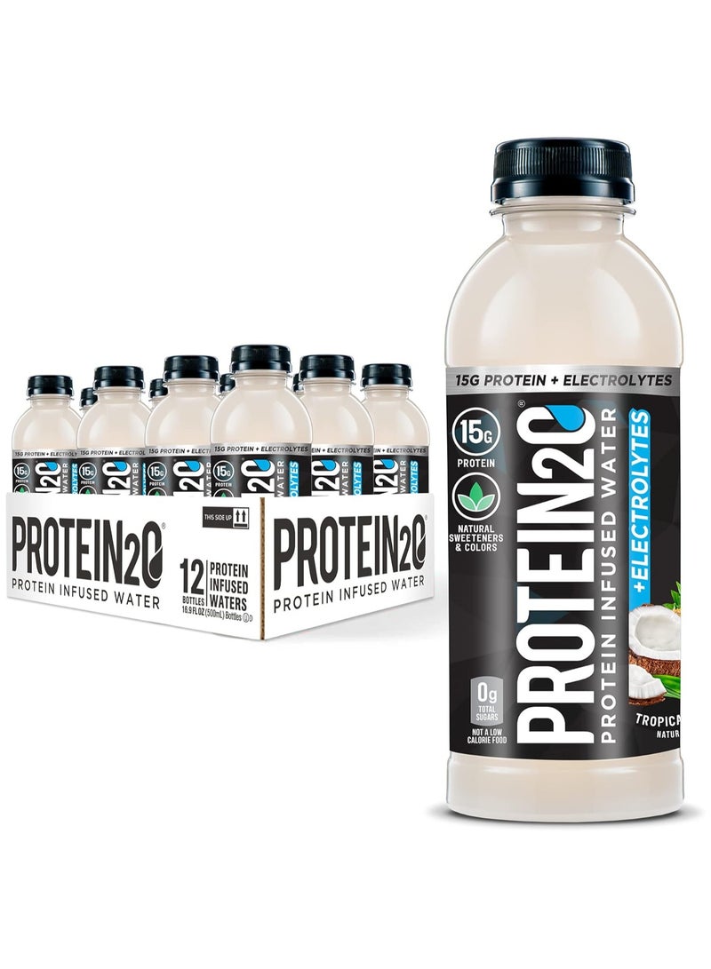 Protein2o Protein Infused Water Plus Electrolytes Tropical Coconut 500 ML Pack of 12 - Image 1