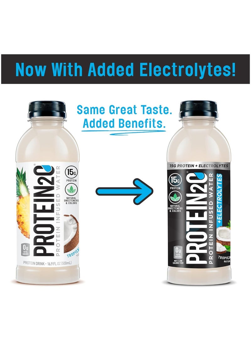 Protein2o Protein Infused Water Plus Electrolytes Tropical Coconut 500 ML Pack of 12 - Image 2