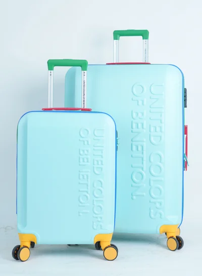 UNITED COLORS OF BENETTON BNTA-203X Set of 2 Luggage with TSA Lock| Material- Acrylonitrile Butadiene Styrene| Adjustable Trolley Handle | Smooth Dual Wheels 360degree rotate| SIZE-20/28| LIGHT BLUE