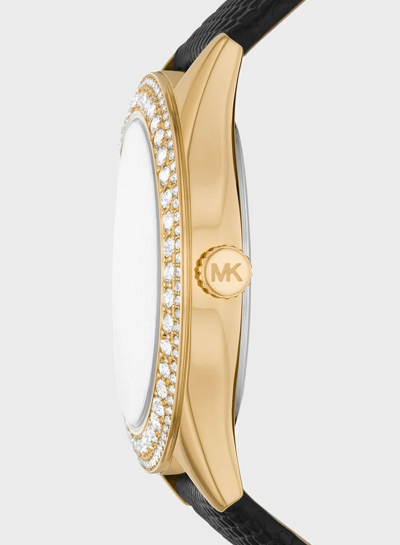 Michael Kors Harlowe Leather Strap Analog Watch