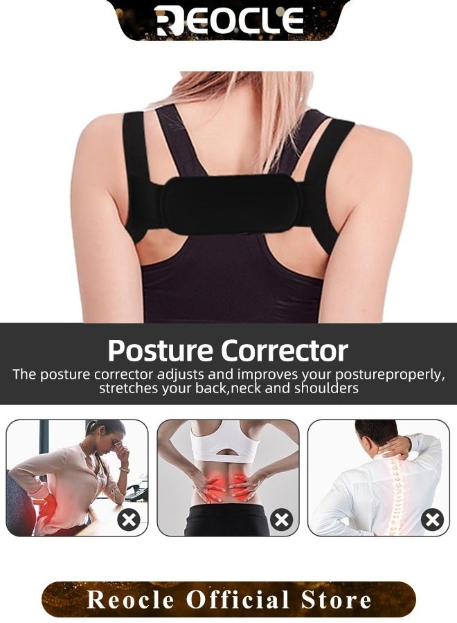 REOCLE Posture Corrector Back Support Brace Posture Corrector Adjustable Upper Back Brace for Clavicle Hunchback Support and Neck Shoulder Upright Straightener for Men and Women - Image 2