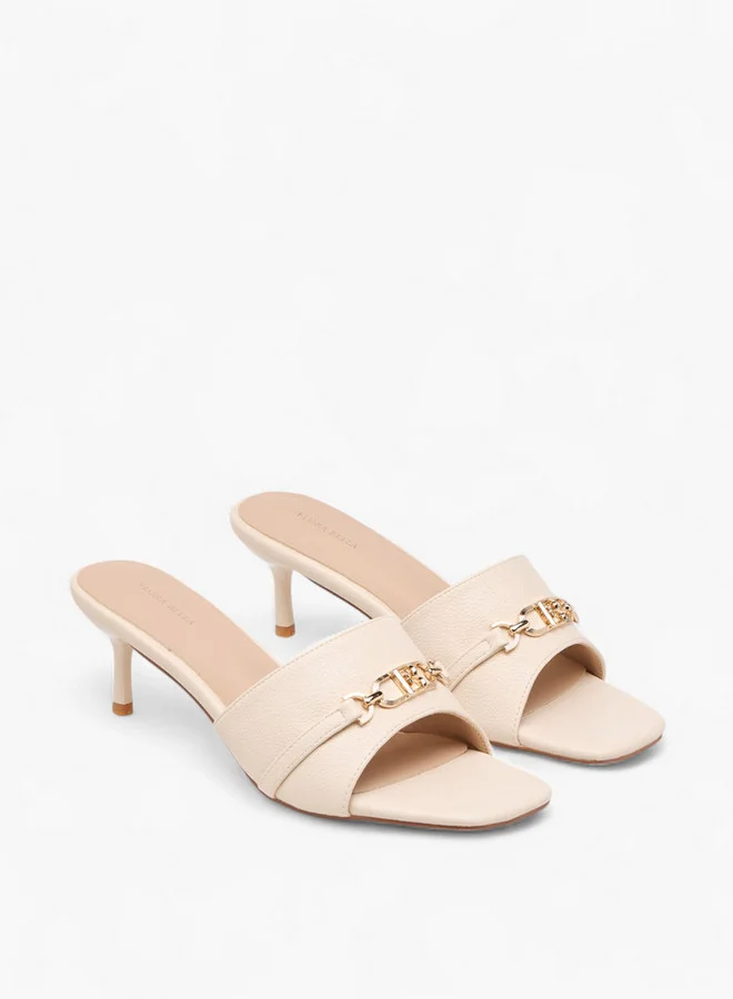Flora Bella By Shoexpress Women Metal Accent Slip-On Sandals with Stiletto Heels