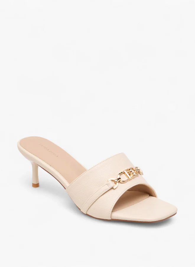 Flora Bella By Shoexpress Women Metal Accent Slip-On Sandals with Stiletto Heels