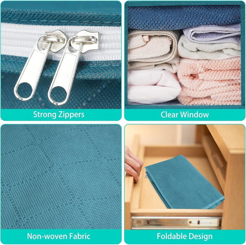 شنطة تخزين ملابس قابلة للطي ، مجموعة من 3 شنط، للتخزين تحت السرير، مقاومة للماء وسميكة وغير منسوجة للألحفة والبطانيات والمخدات والألعاب والجاكيتات والملابس، 48 × 35 × 20 سم - Image 2