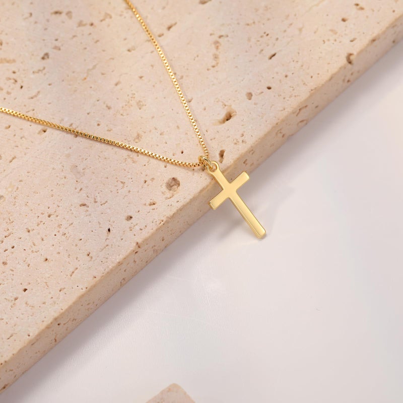 Rotnso Cross Necklace for Women 14K Gold Plated Dainty Small Cross Pendant Choker Simple Trendy Cute Cross Charm Box Chain Necklace Easter Basket Stuffers Baptism Religious Faith Jewelry Gift - Image 4