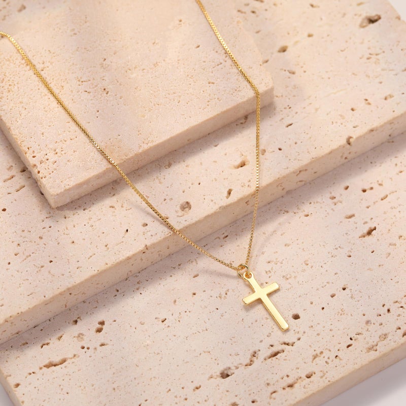 Rotnso Cross Necklace for Women 14K Gold Plated Dainty Small Cross Pendant Choker Simple Trendy Cute Cross Charm Box Chain Necklace Easter Basket Stuffers Baptism Religious Faith Jewelry Gift - Image 5