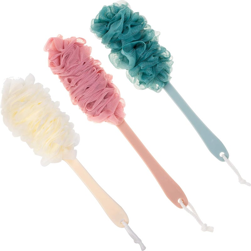 Arswin Back Scrubber for Shower,Loofah Long Handle Bath Body Brush,Soft Nylon Mesh Sponge for Shower,Loofah On a Stick for Men Women,Exfoliating Scrub Cleaning Luffa for Elderl(3Pack-Mix) - Image 1