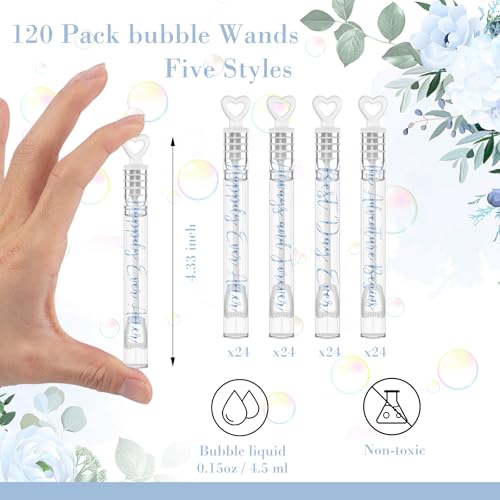 Hollowfly Wedding Mini Bubble Wands for a Wedding Bulk Heart Bubble for Guests Send Off Wand Adults Party Supplies Valentine Anniversaries Celebration60 CountWhite BlueWish - Image 5